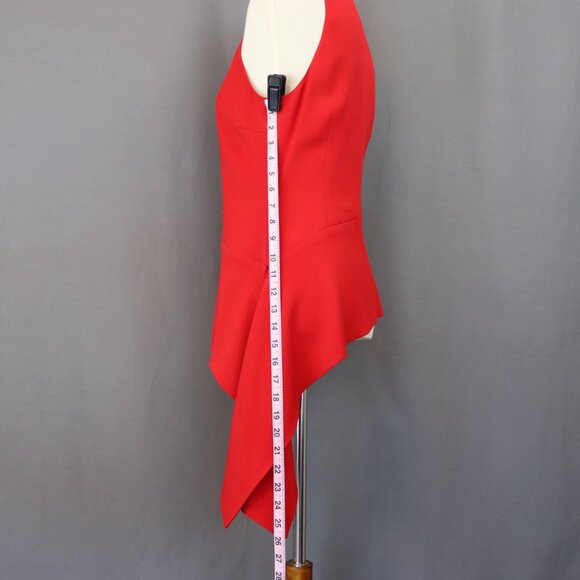 Cushnie Et Ochs 10 Holiday Red Asymmetrical Hem Tank Top Blouse - Picture 10 of 12